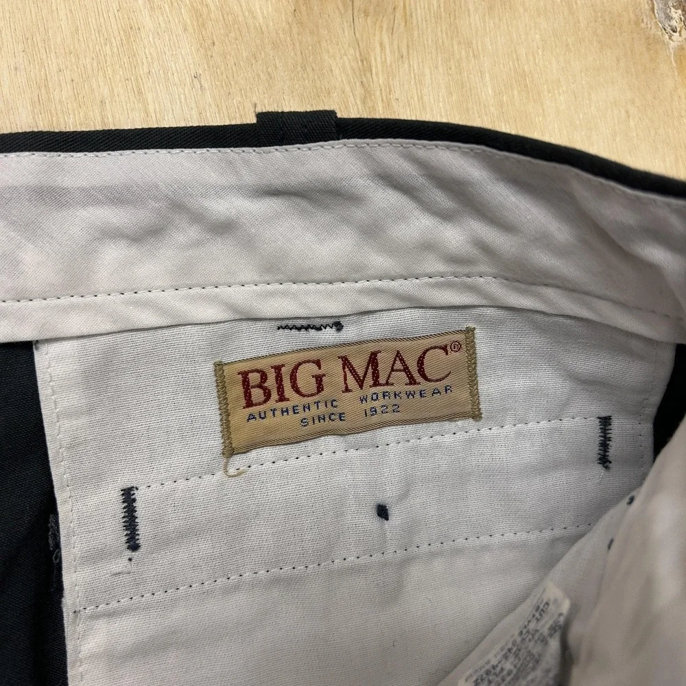 Vintage Big Mac Pants Mens 40x30 Gray Workwear Flat Front Straight Leg Dress